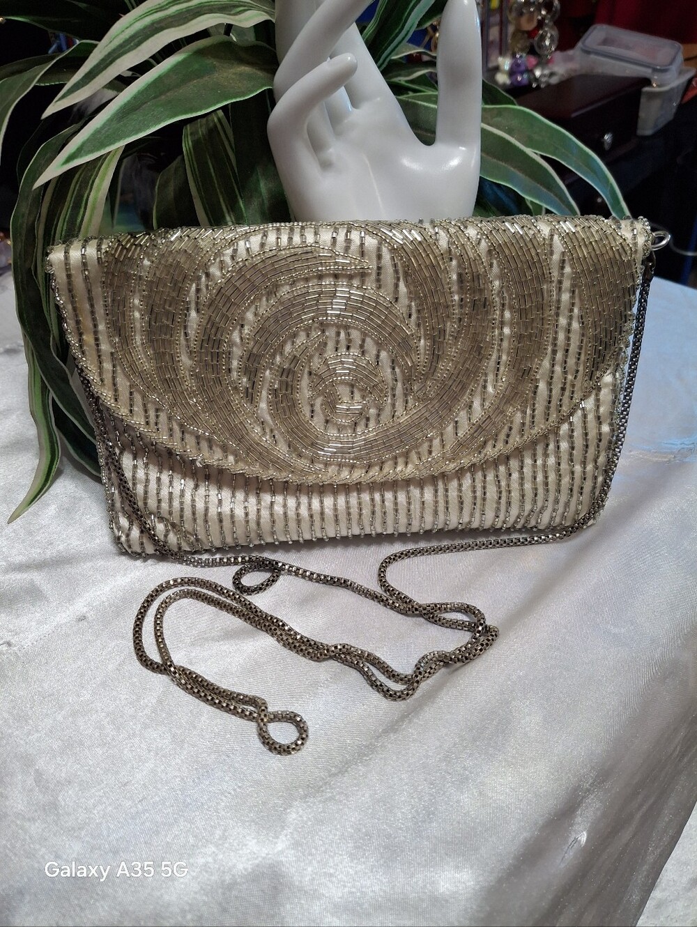Beaded Elegant Bridal Wedding Formal Bag W/ Crossbody Strap Vintage
